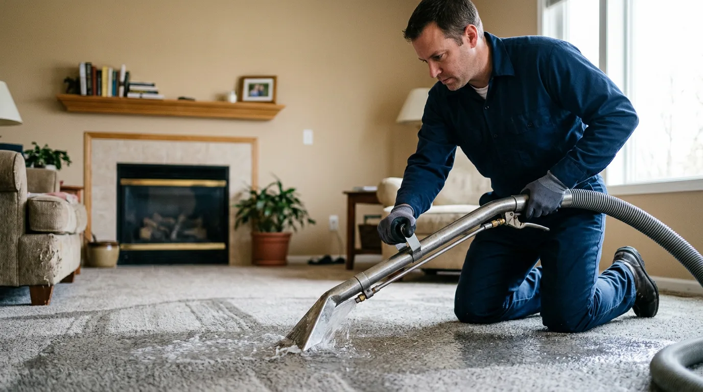 Water damage restoration technician working near Denver, NC